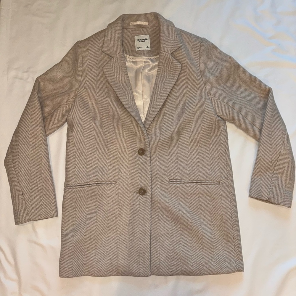 Abercrombie & Fitch Wool-Blend Herringbone Blazer – Women’s Size L